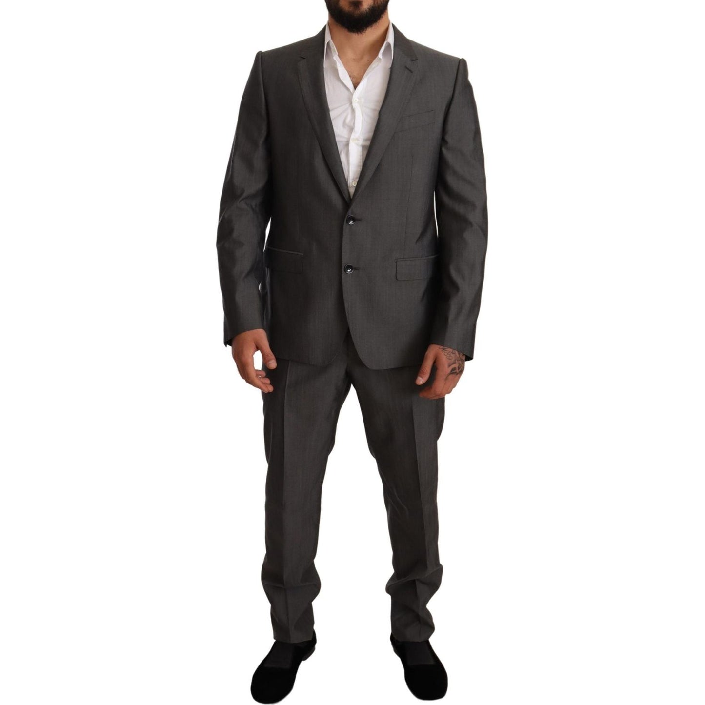 Dolce & Gabbana Gray Metallic MARTINI Slim Fit Set Suit