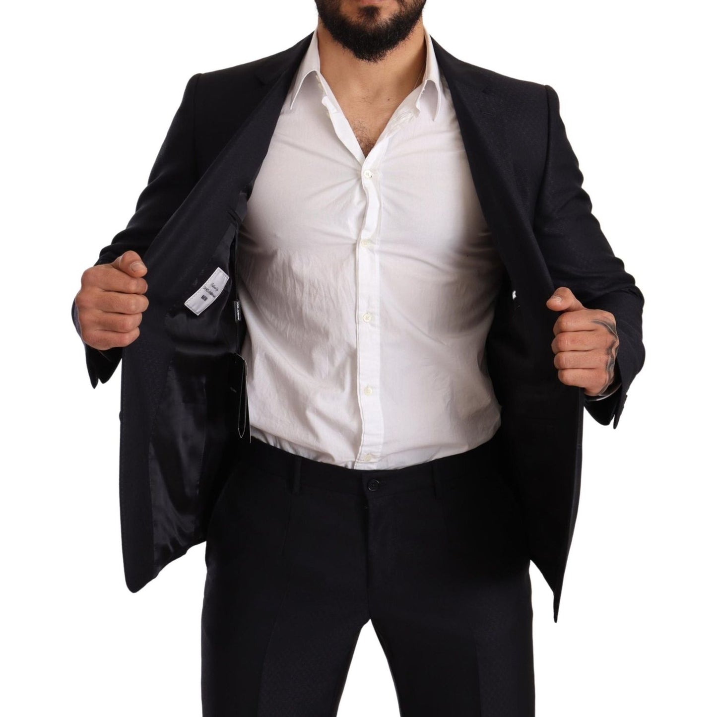 Dolce & Gabbana Blue Pattern MARTINI SLIM FIT 2 Piece Suit Suit