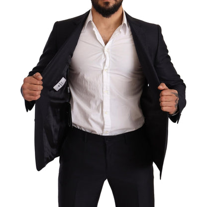 Dolce & Gabbana Blue Pattern MARTINI SLIM FIT 2 Piece Suit Suit