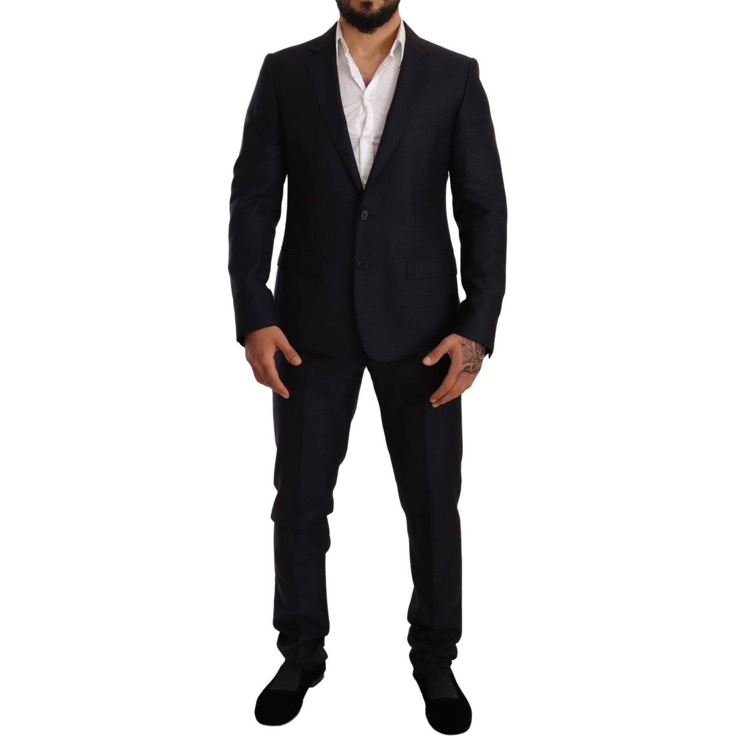 Dolce & Gabbana Blue Pattern MARTINI SLIM FIT 2 Piece Suit Suit