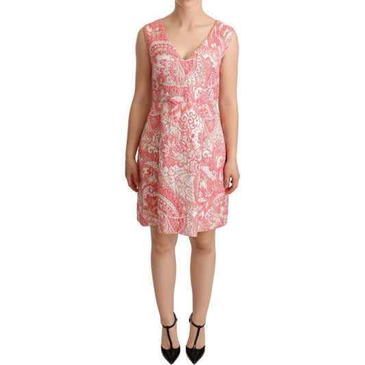 Dolce & Gabbana Pink Floral Jacquard Pleated Sheath Dress DR28103 -40