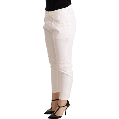 CYCLE White Mid Waist Slim Fit Skinny Cotton Stretch Trouser WOMAN TROUSERS