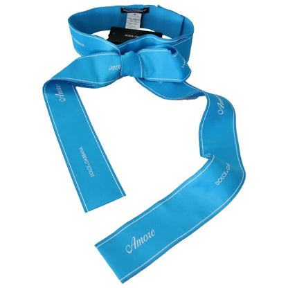 Dolce & Gabbana Blue Waist Ribbon Wide Bow Belt WOMAN BELTS