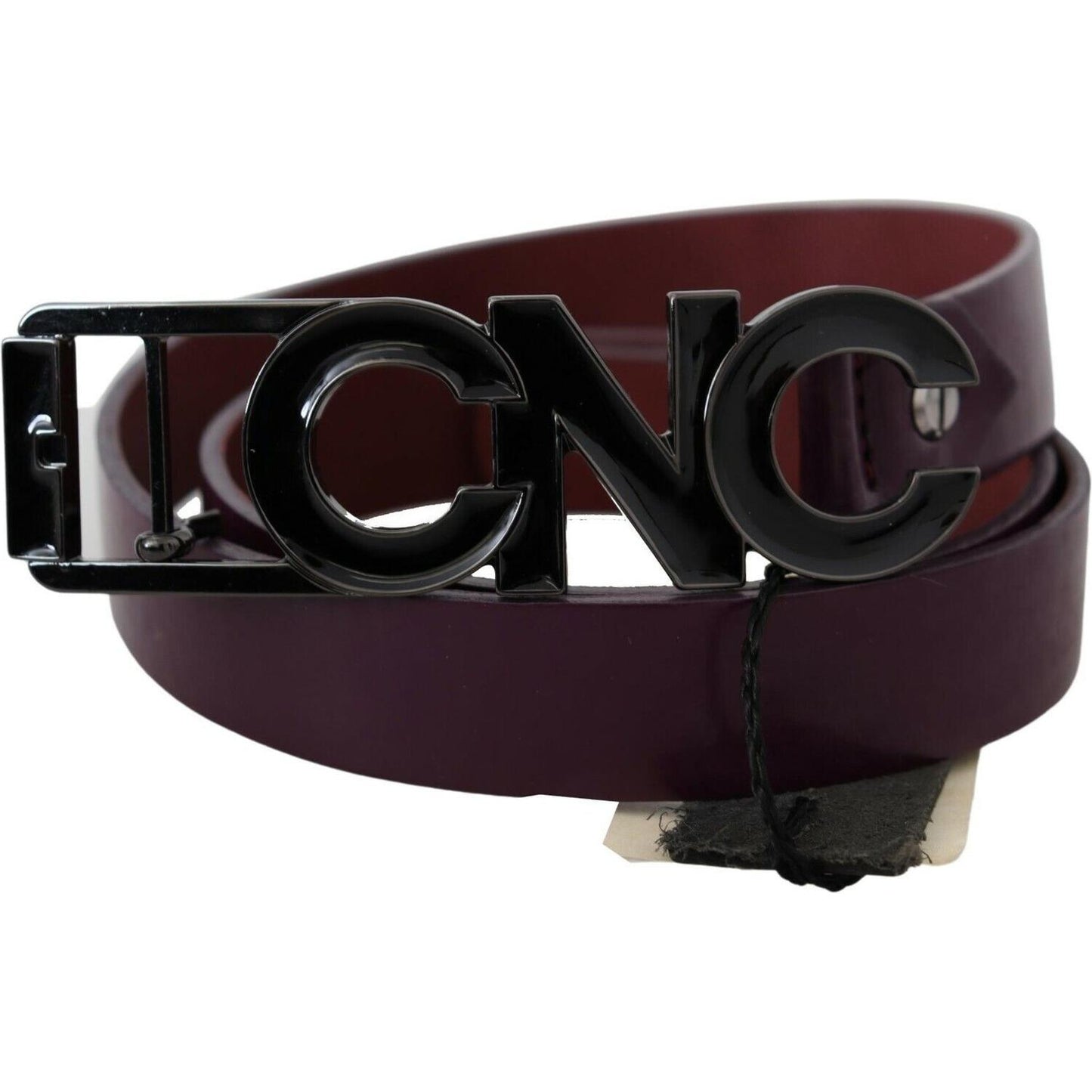 Costume National Brown Leather Large Logo Letter Buckle Belt BEL61070- 85