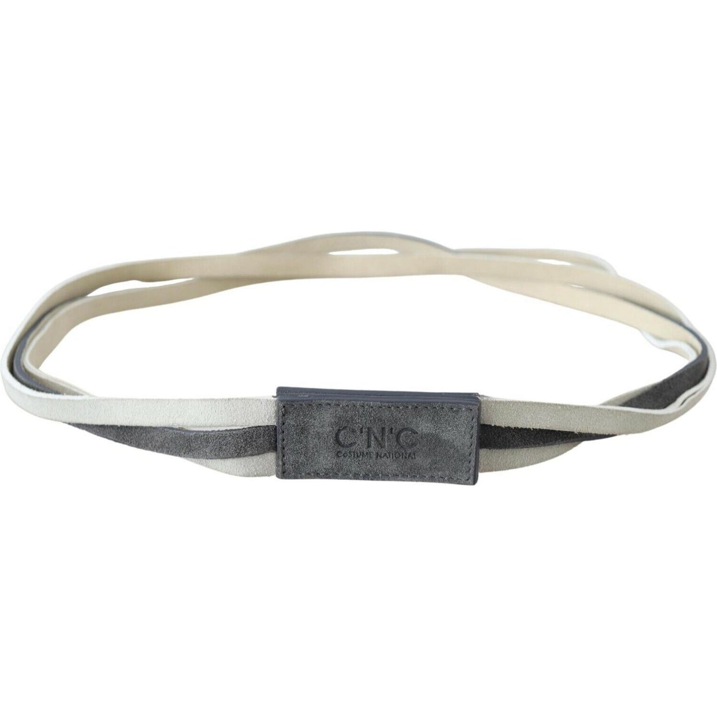 Costume National White Velvet Square Logo Design Waist Belt WOMAN BELTS