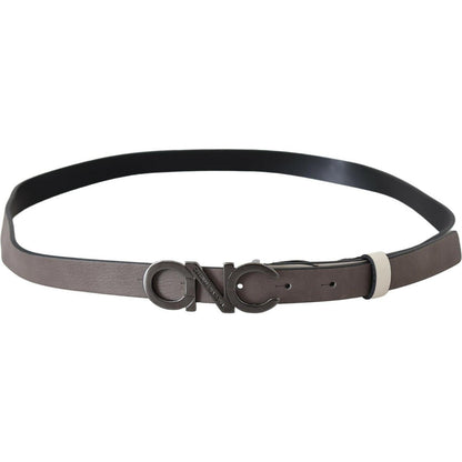 Costume National White Black Leather Letter Logo Buckle Belt WOMAN BELTS