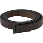 Costume National Brown Leather Tactical Logo Screw Buckle Belt BEL60971- 100