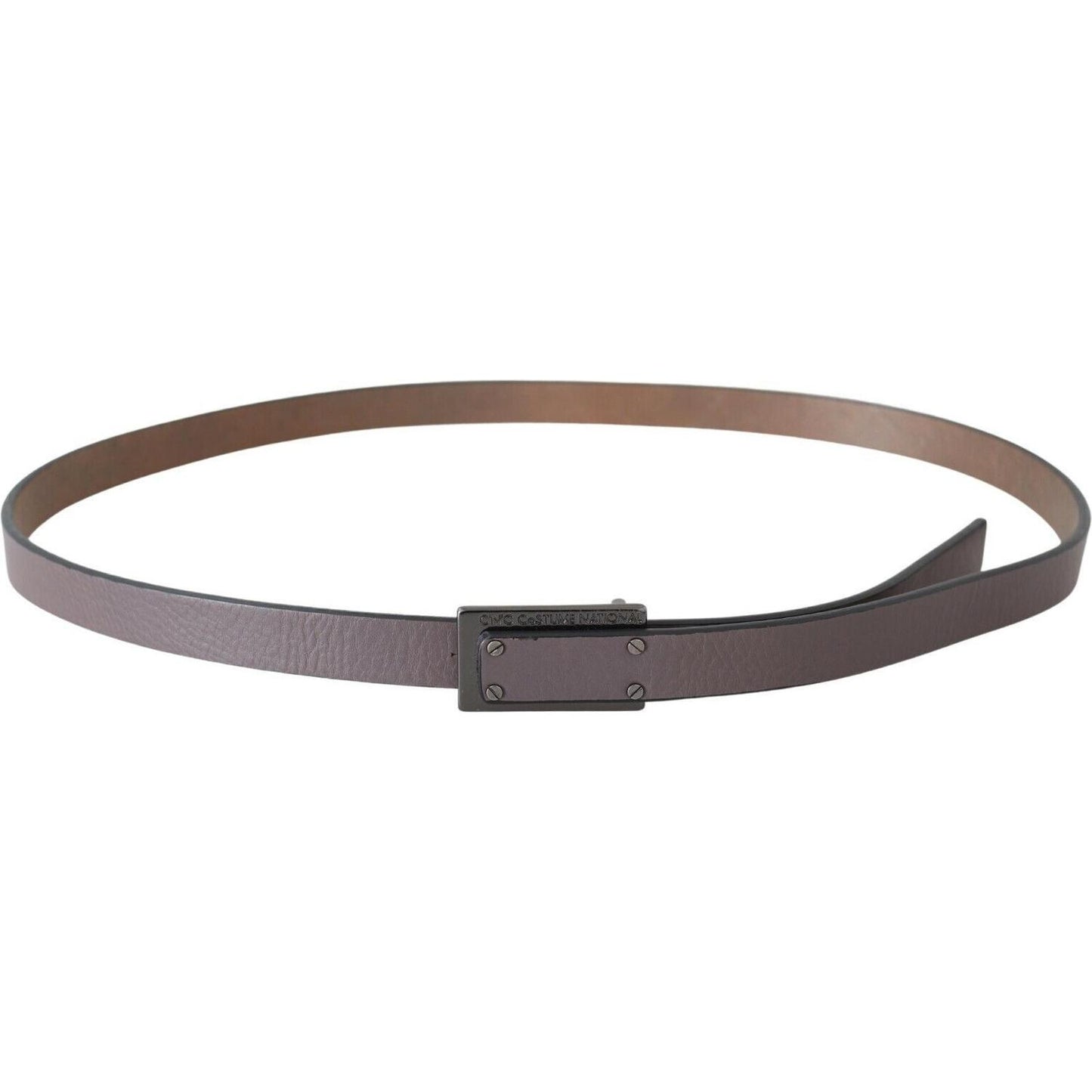 Costume National Brown Leather Tactical Logo Screw Buckle Belt BEL60971- 100