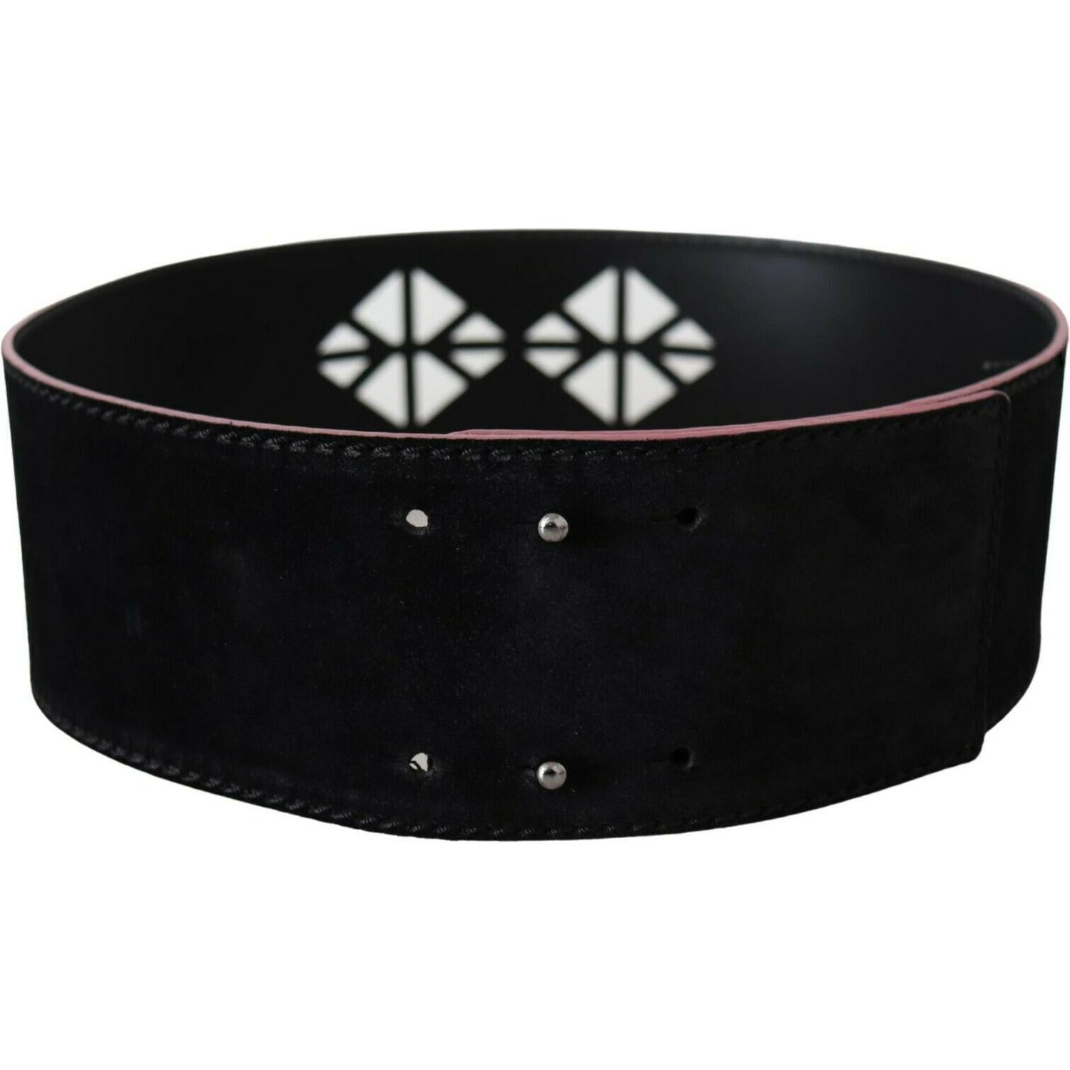 Costume National Black Leather Wide Waist Studded Women Belt