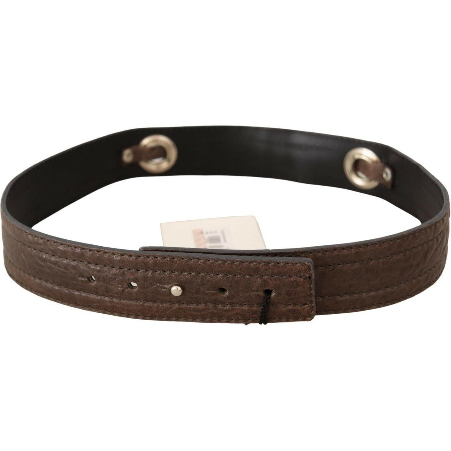 Costume National Brown Leather Silver Fastening Belt BEL61021 - 80