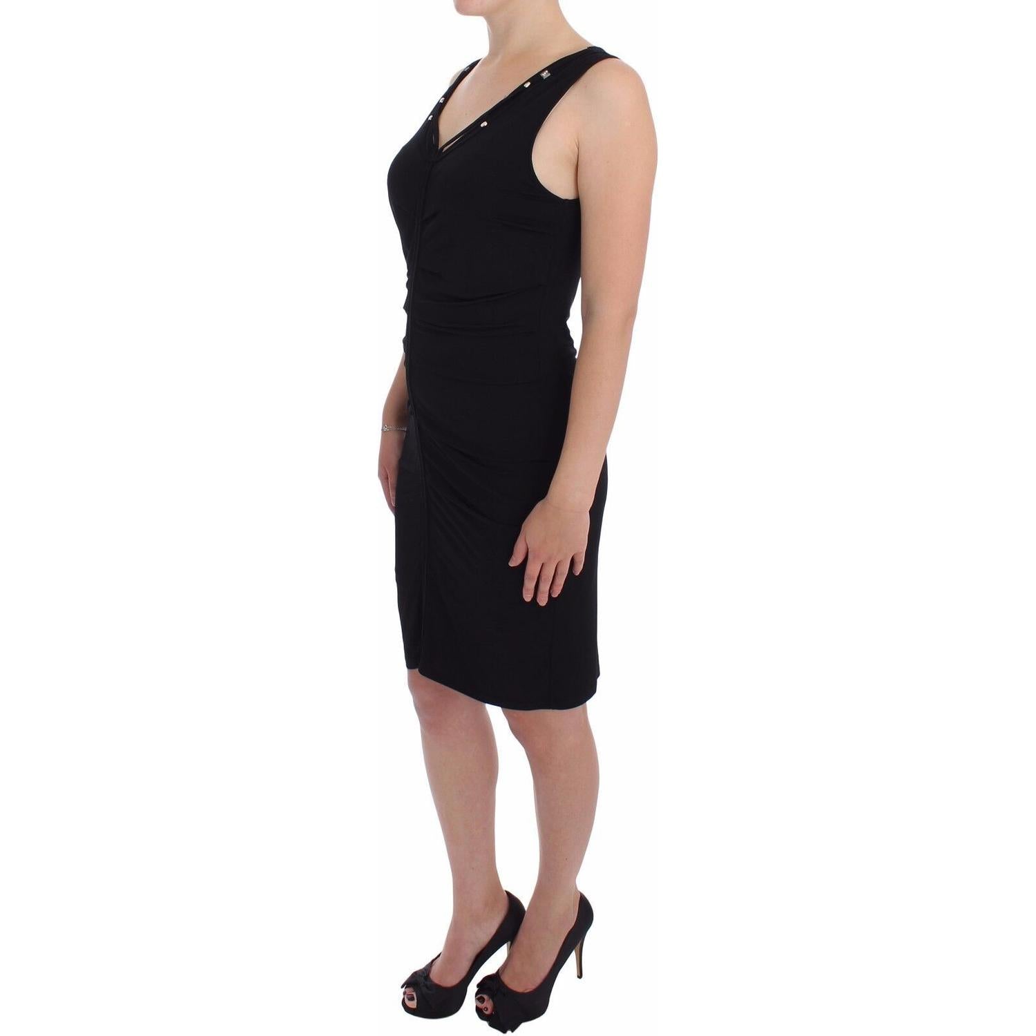 Roccobarocco Black Stretch Wiggle Pencil Sheath Bodycon Dress