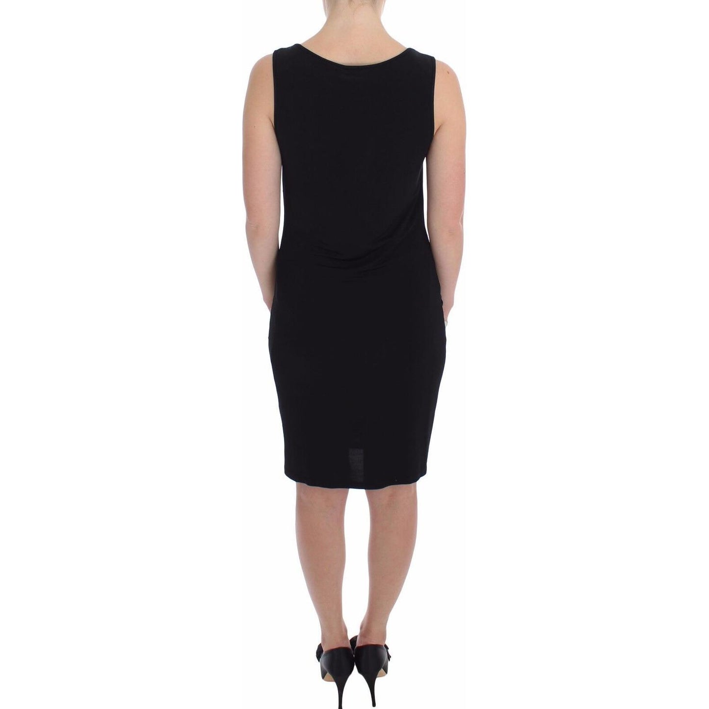 Roccobarocco Black Stretch Wiggle Pencil Sheath Bodycon Dress WOMAN DRESSES