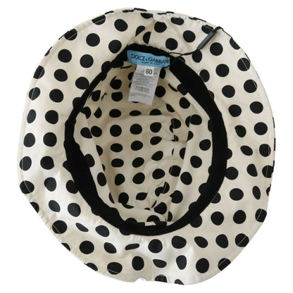 Dolce & Gabbana White 100% Cotton Polka Dot Design Trilby Hat