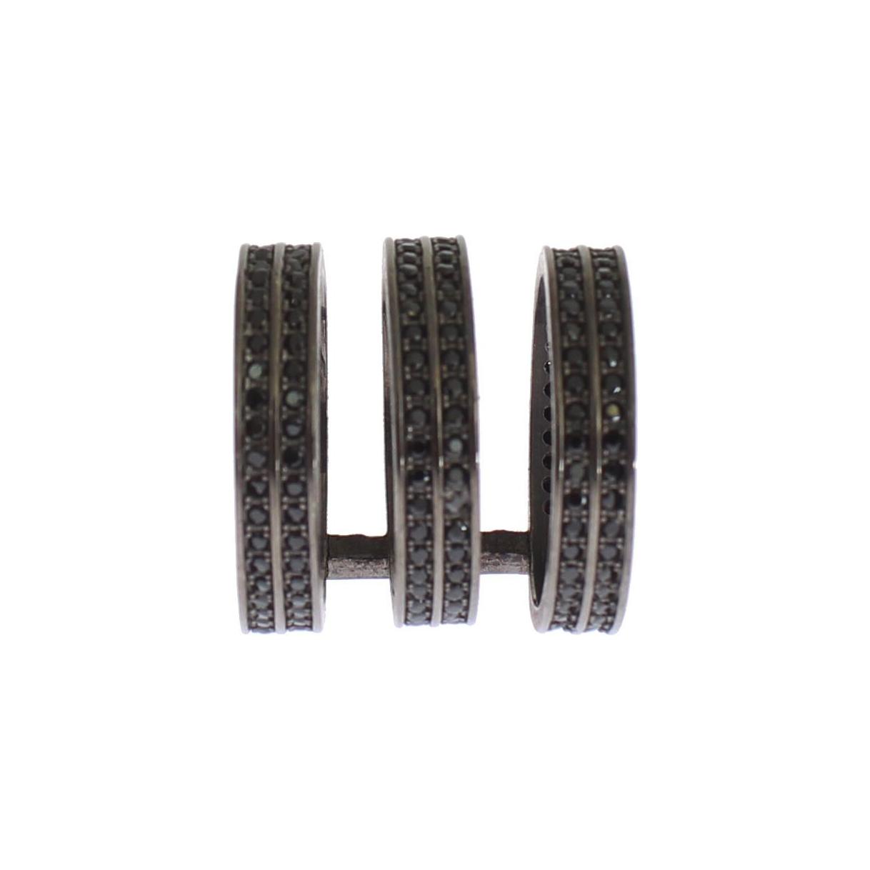 Nialaya Black CZ Rhodium 925 Silver Ring Ring