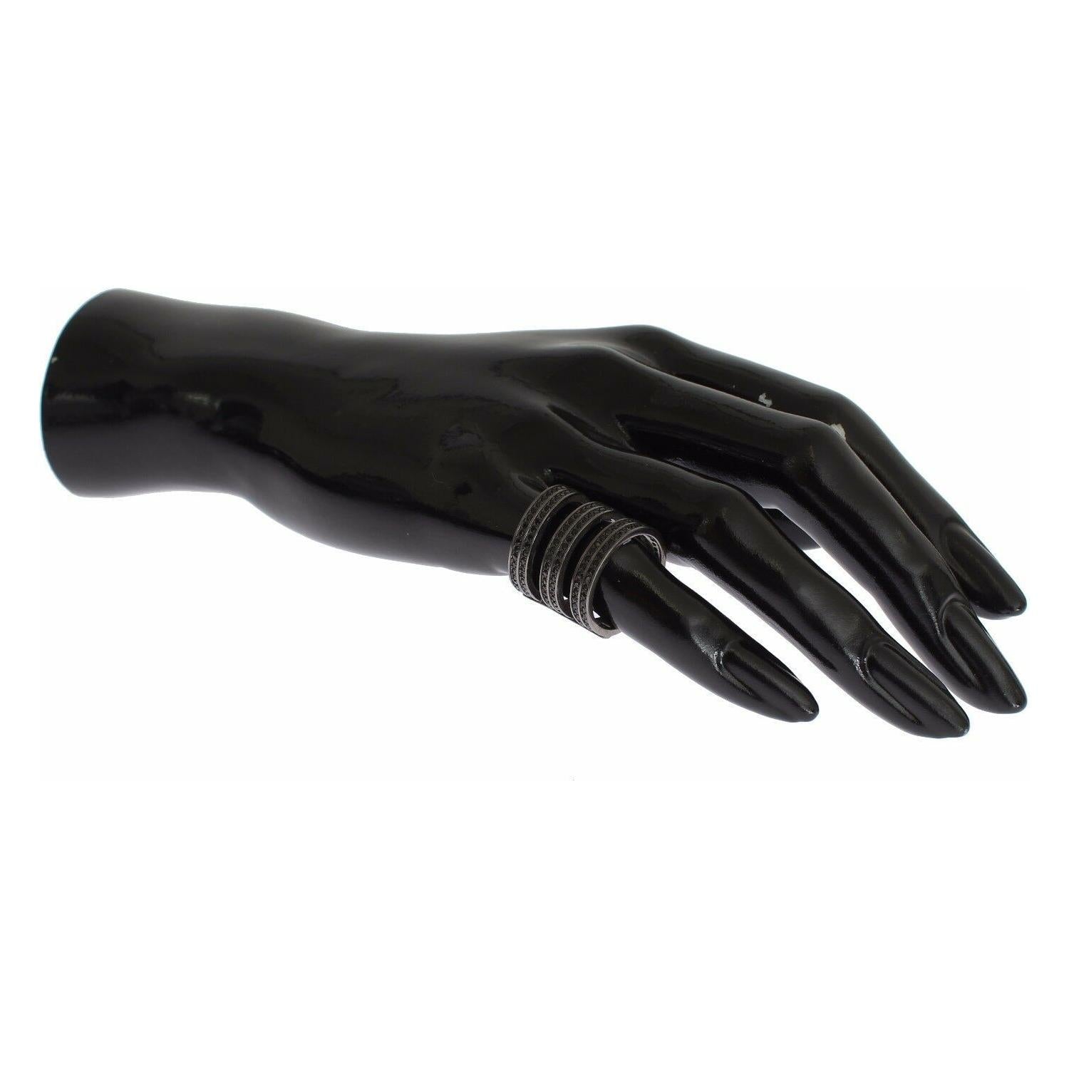 Nialaya Black CZ Rhodium 925 Silver Ring