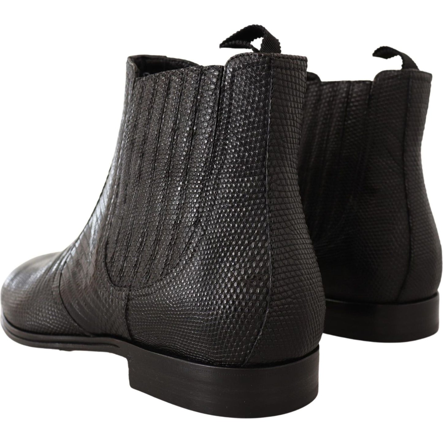 Dolce & Gabbana Black Leather Lizard Skin Ankle Boots MAN BOOTS