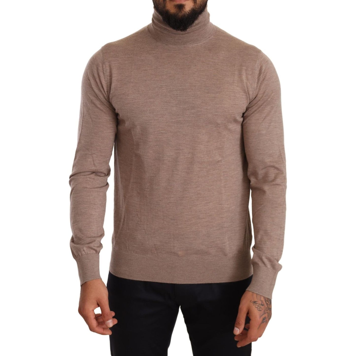 Dolce & Gabbana Brown Cashmere Turtleneck Pullover Sweater