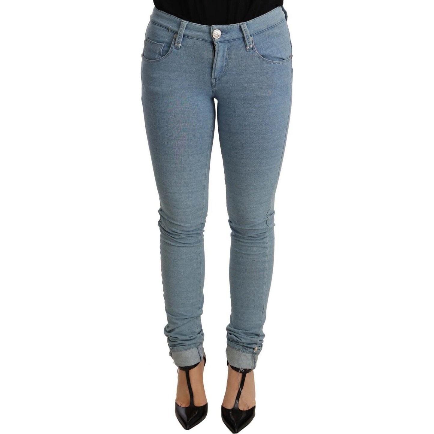 Acht Blue Cotton Stretch Hem Slim Fit Women Denim Trouser Jeans & Pants