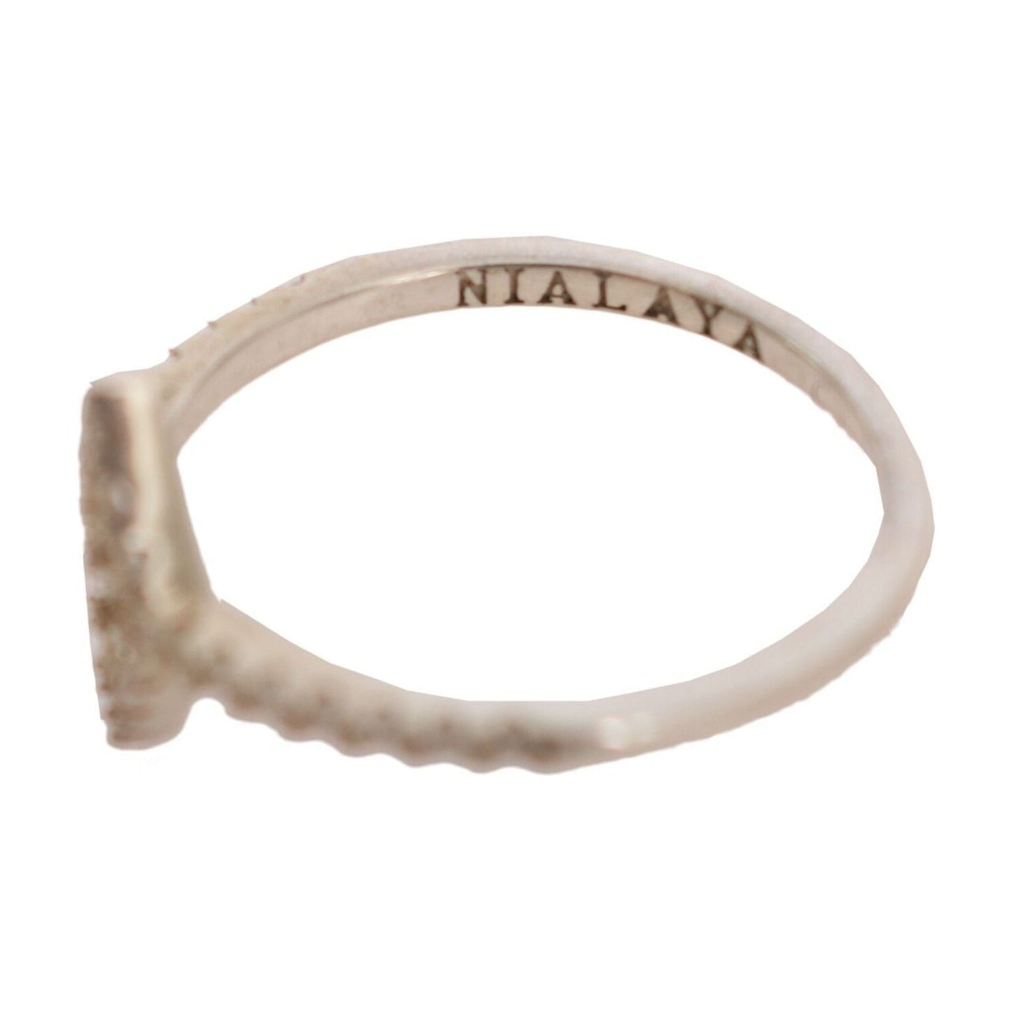 Nialaya Silver Rhombus Womens Clear CZ 925 Silver Ring Ring