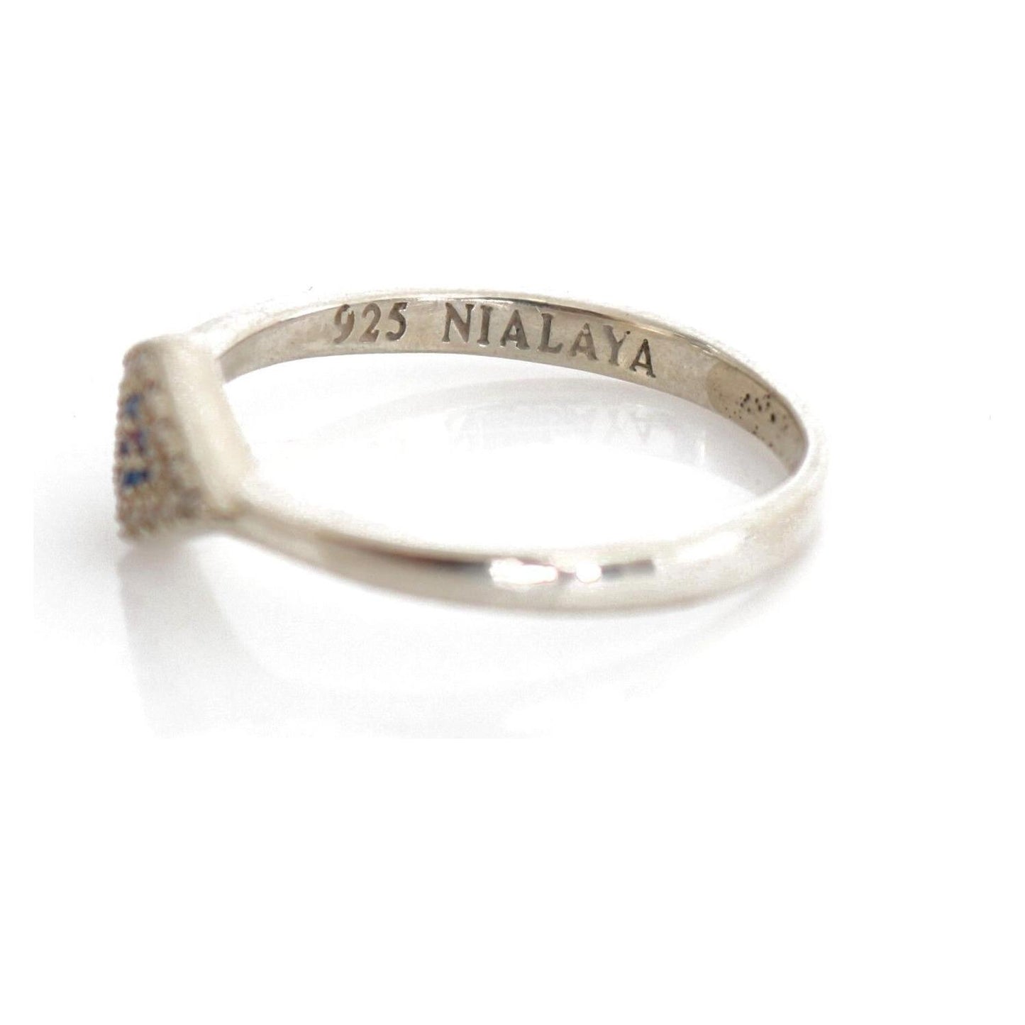 Nialaya Blue Red CZ 925 Silver Womens Clear Ring Ring