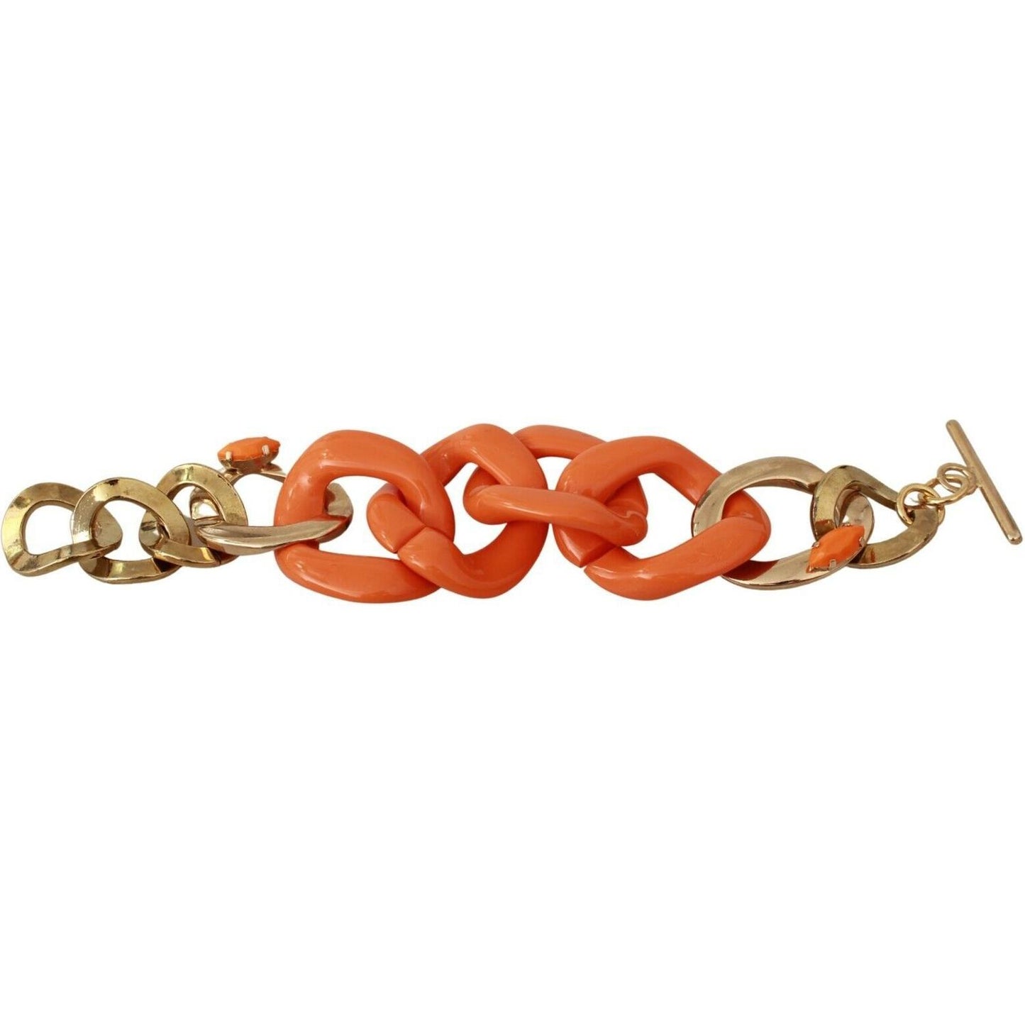 Ermanno Scervino Gold Orange Chain Wide Brass Plastic Bracelet SMY7033