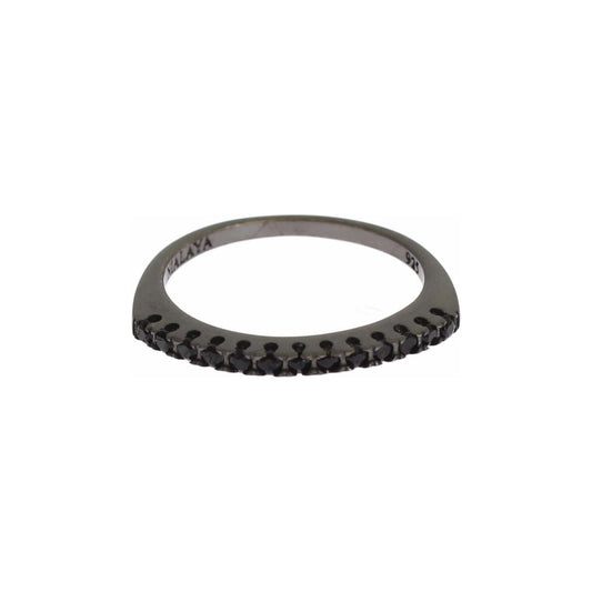 Nialaya Black CZ Rhodium 925 Silver Womens Ring Ring