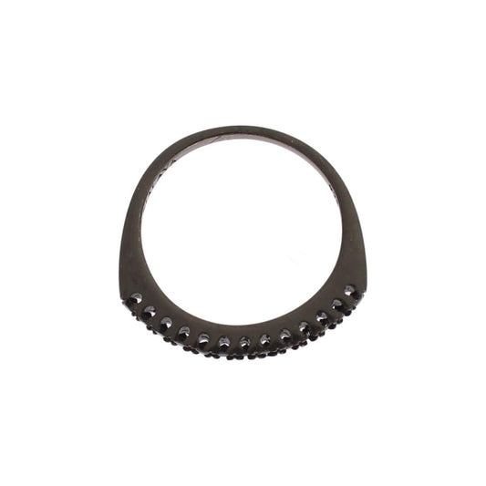Nialaya Black CZ Rhodium 925 Silver Womens Ring Ring