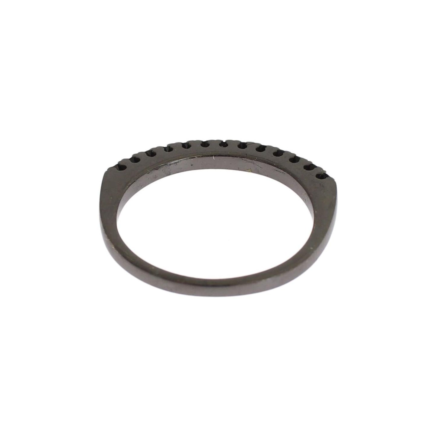 Nialaya Black CZ Rhodium 925 Silver Womens Ring Ring