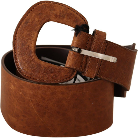 Costume National Brown Leather Fashion Waist Buckle Belt BEL61038 -80