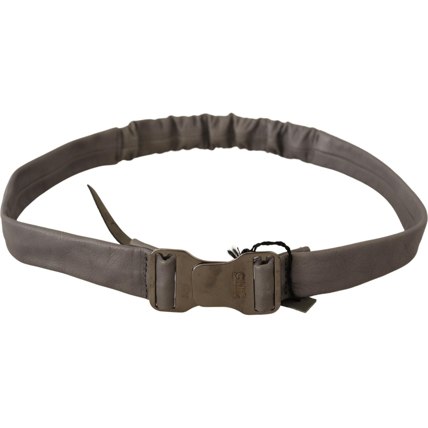 Costume National Gray Leather Silver Buckle Waist Belt