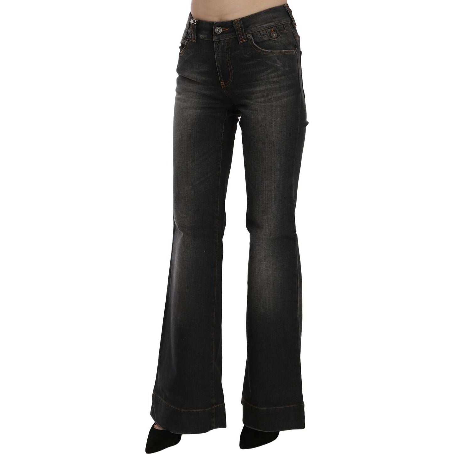 John Galliano Black Washed Mid Waist Flared Denim Casual Jeans Jeans & Pants