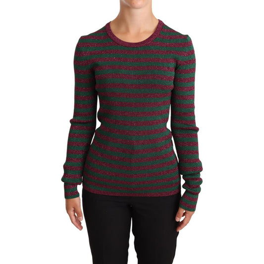 Dolce & Gabbana Multicolor Striped Crew Neck Pullover Sweater TSH5773-40