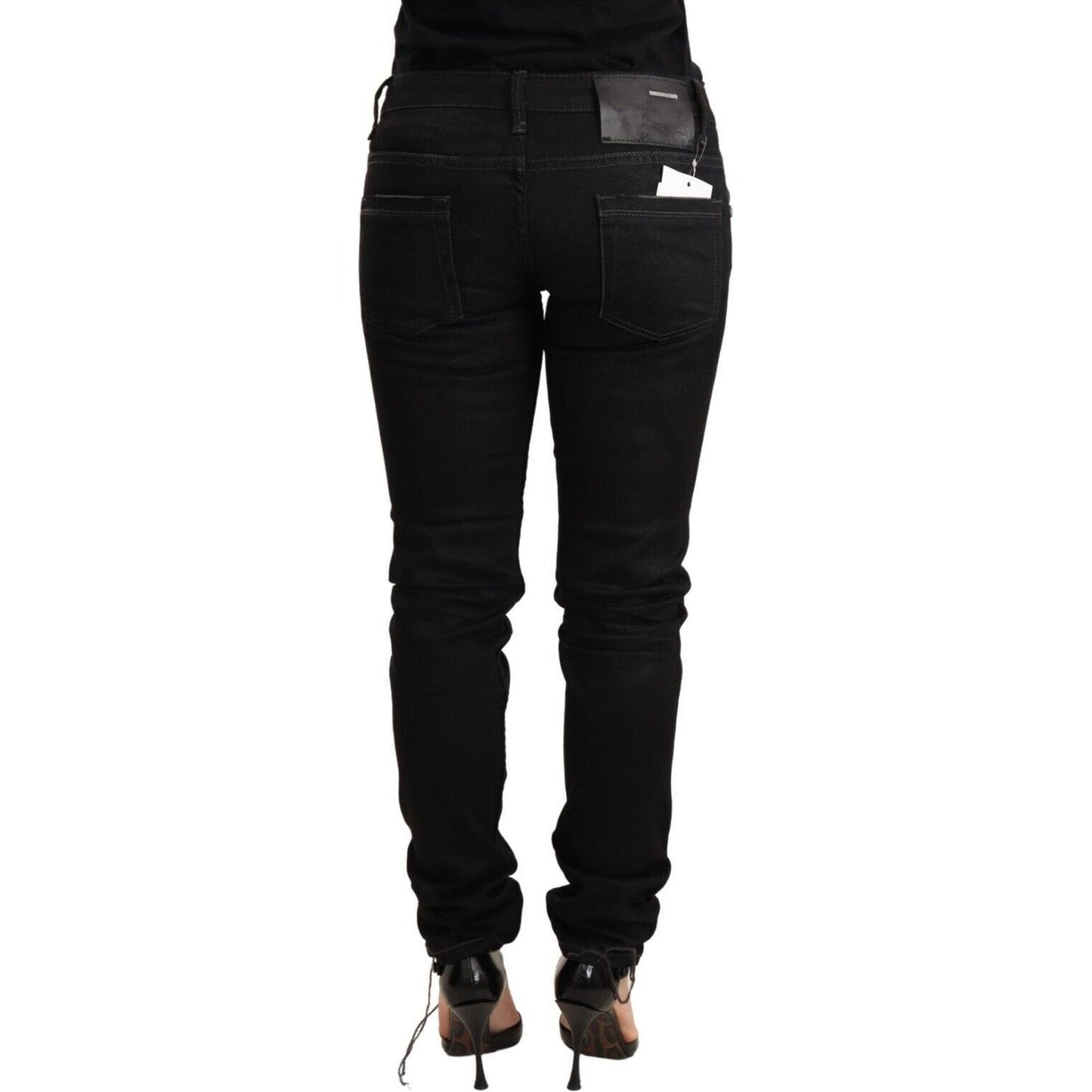 Acht Black Washed Cotton Slim Fit Denim Low Waist Trouser Jeans Jeans & Pants