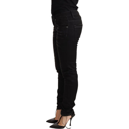 Acht Black Washed Cotton Slim Fit Denim Low Waist Trouser Jeans Jeans & Pants