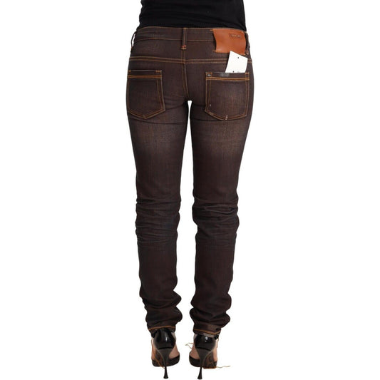 Acht Brown Washed Cotton Slim Fit Denim Low Waist Trouser Jeans PAN71811-26