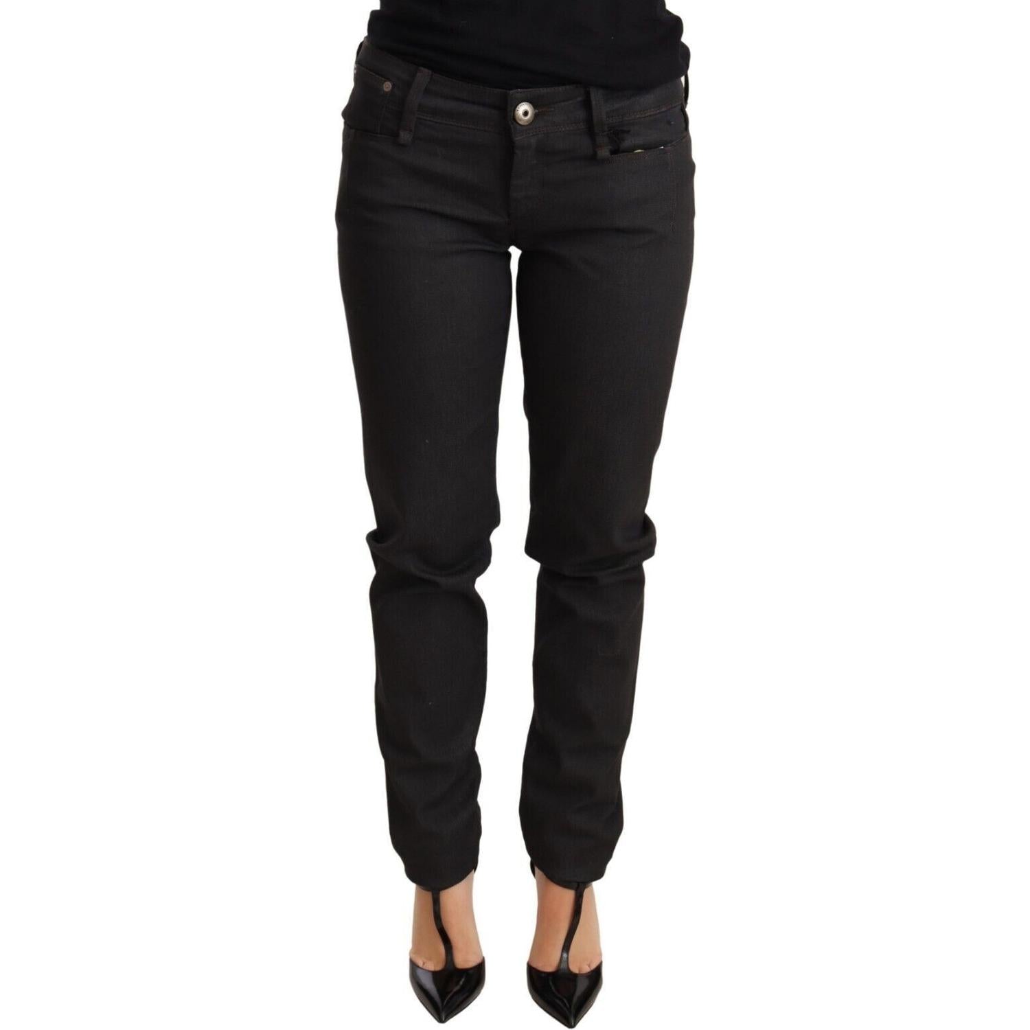Ermanno Scervino Black Low Waist Skinny Slim Trouser Cotton Jeans