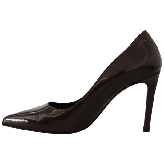 Sofia Brown Patent Leather Stiletto Heels Pumps Shoes LA9384 - 39
