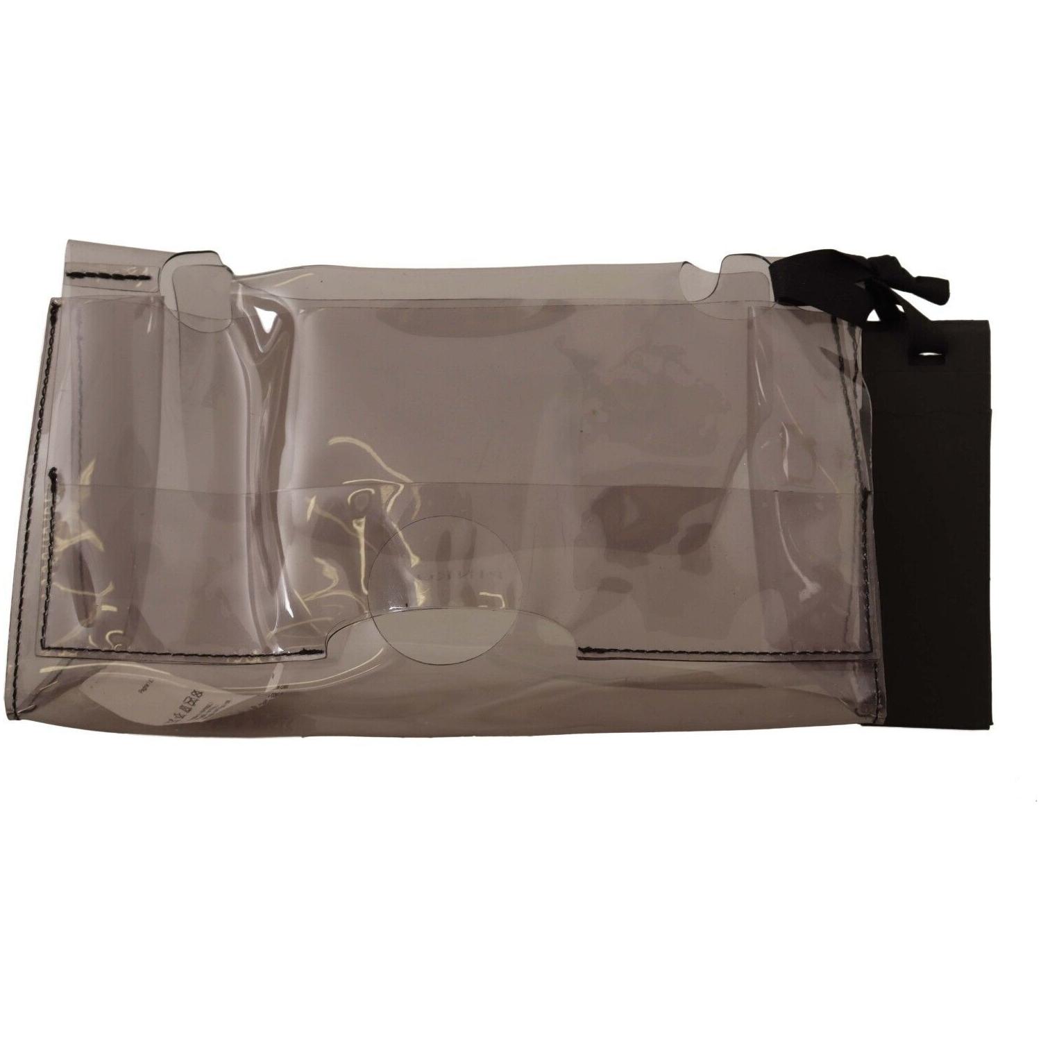 PINKO Black Clear Plastic Transparent Pouch Purse Clutch Bag