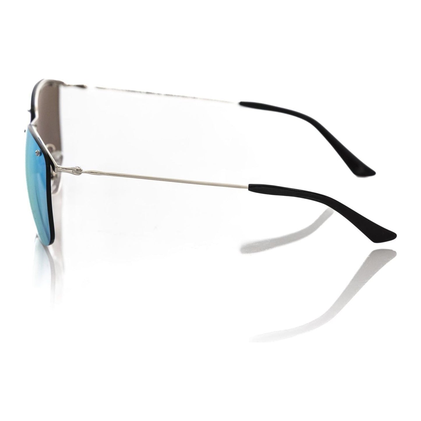 Frankie Morello Silver Metallic Fibre Men Sunglasses