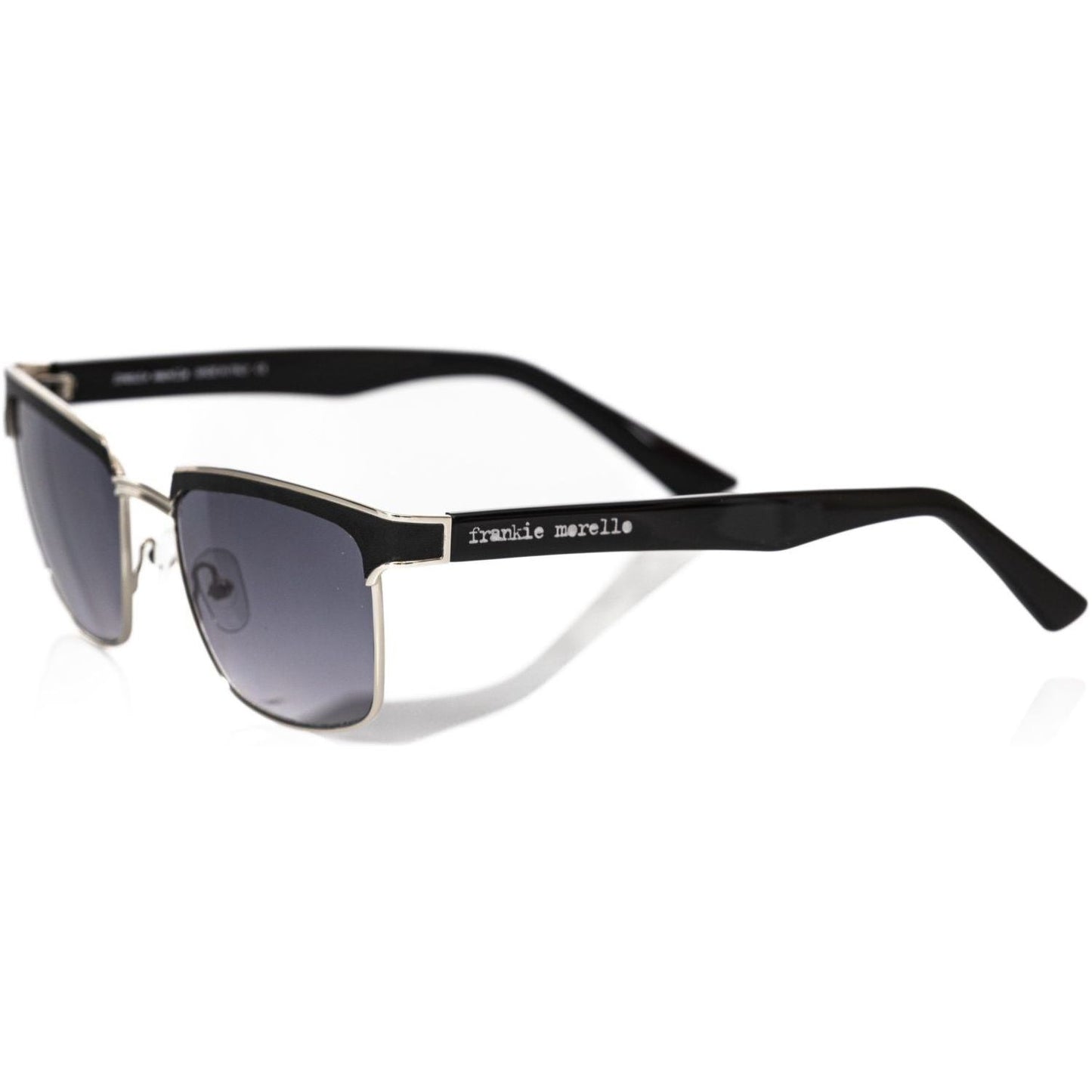 Frankie Morello Black Metallic Fiber Men Sunglass