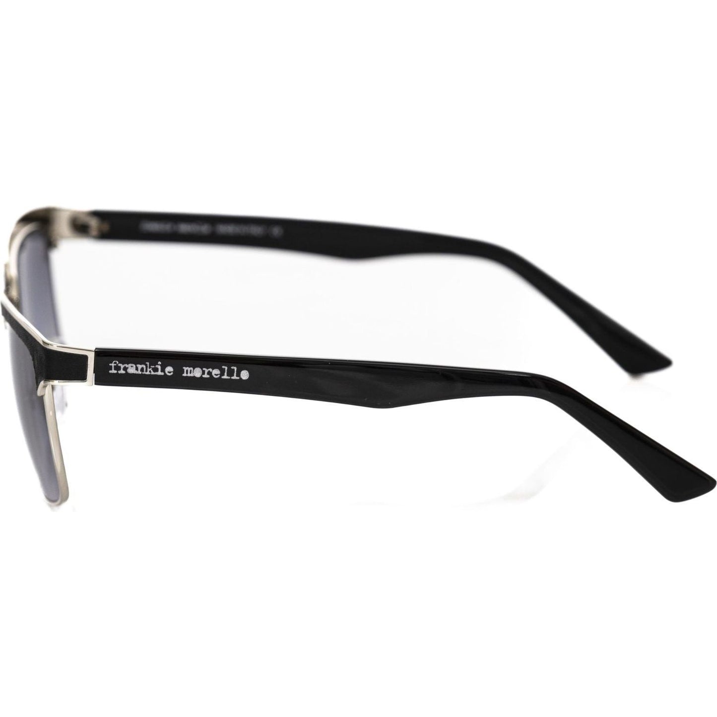 Frankie Morello Black Metallic Fiber Men Sunglass
