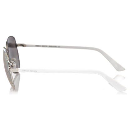 Frankie Morello Silver Metallic Fibre Men Sunglass