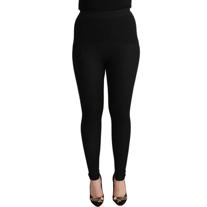 Dolce & Gabbana Black Cashmere Stretch Waist Tights Pants Jeans & Pants