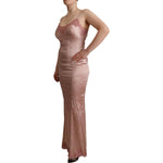 Dolce & Gabbana Pink Lace Long Bodycon Maxi Polyester Dress DR28101 - 42