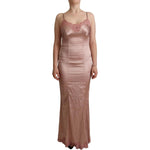 Dolce & Gabbana Pink Lace Long Bodycon Maxi Polyester Dress DR28101 - 42