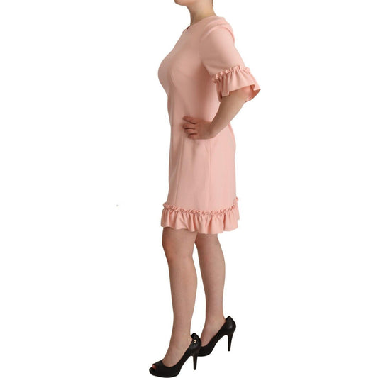Dolce & Gabbana Pink Ruffled Sleeves Viscose Sheath Dress DR28263 - 44