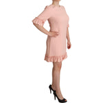 Dolce & Gabbana Pink Ruffled Sleeves Viscose Sheath Dress DR28263 - 44