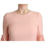 Dolce & Gabbana Pink Ruffled Sleeves Viscose Sheath Dress DR28263 - 44