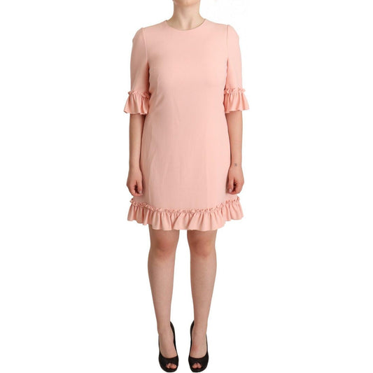 Dolce & Gabbana Pink Ruffled Sleeves Viscose Sheath Dress DR28263 - 44