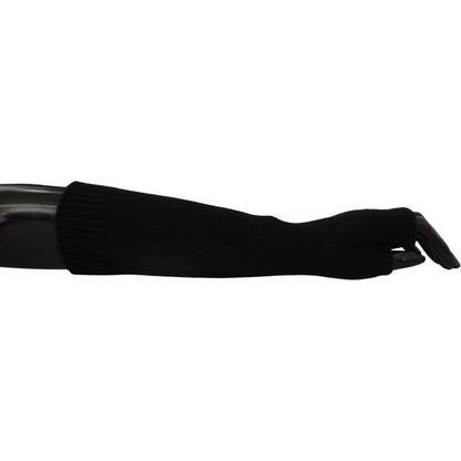Dolce & Gabbana Black Knitted Fingerless Elbow Length Gloves